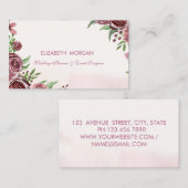 Moderne elegante Romantische Waterverf Bloemen Roz Visitekaartje (Voorkant / Achterkant)