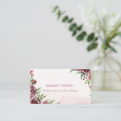 Moderne elegante Romantische Waterverf Bloemen Roz Visitekaartje (Staand voorkant)