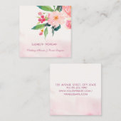 Moderne elegante Romantische Waterverf bloemen Vierkante Visitekaartje (Voorkant / Achterkant)
