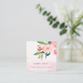 Moderne elegante Romantische Waterverf bloemen Vierkante Visitekaartje (Staand voorkant)
