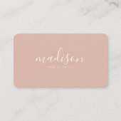 Moderne Elegante Ronde Blush Roze Script QR-code Visitekaartje (Voorkant)