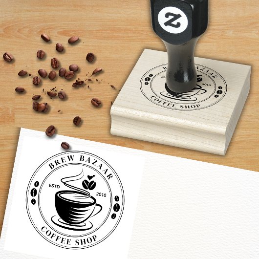 Moderne elegante ronde koffie logo rubberstempel