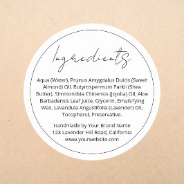 Moderne Elegante Ronde Product Ingredientenlijst L Sticker