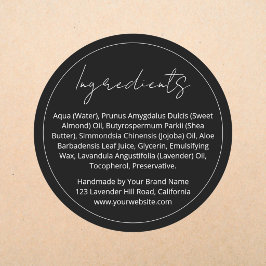 Moderne Elegante Ronde Product Ingredientenlijst L Sticker