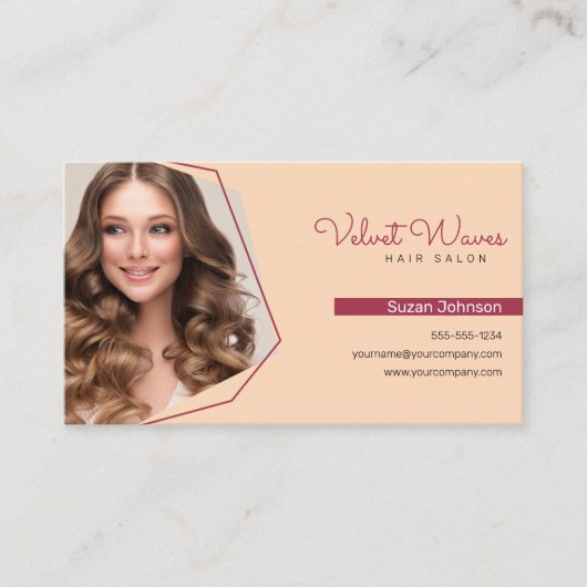 Moderne Elegante Rood Haar Stylist Make-up Artiest Visitekaartje (Voorkant)