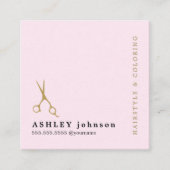 Moderne Elegante Roos Faux Gouden Schaar Kapsalon Vierkante Visitekaartje (Voorkant)