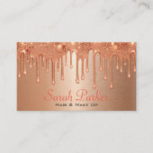 Moderne elegante Roos glitter druppel make-up arti Visitekaartje (Voorkant)