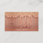 Moderne elegante Roos glitter druppel make-up arti Visitekaartje (Voorkant)