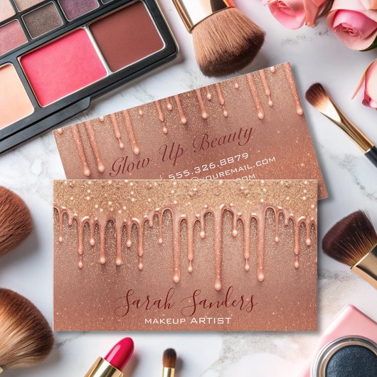 Moderne elegante Roos glitter druppel make-up arti Visitekaartje