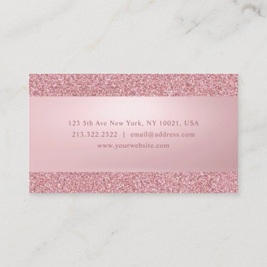 Moderne, elegante Roos Gold Glitter Handgeschreven Visitekaartje (Achterkant)