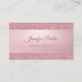 Moderne, elegante Roos Gold Glitter Handgeschreven Visitekaartje (Voorkant)