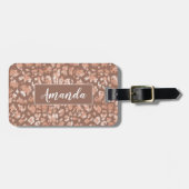 Moderne Elegante Roos Gouden Glitter Leopard Print Bagagelabel (Voorkant horizontaal)