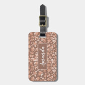 Moderne Elegante Roos Gouden Glitter Leopard Print Bagagelabel (Voorkant verticaal)