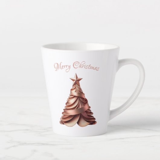 Moderne Elegante Roos Gouden Kerstboom Latte Mok (Rechts)