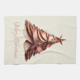 Moderne Elegante Roos Gouden Kerstboom Theedoek