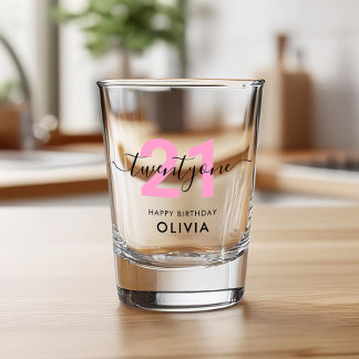 Moderne elegante roze 21ste verjaardag shot glas