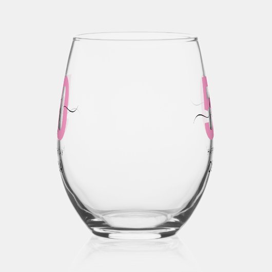 Moderne Elegante Roze 50ste Verjaardag Wijnglas Zonder Voet (Links)