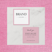 Moderne elegante roze aangepaste Korting Kaart Vierkante Visitekaartje
