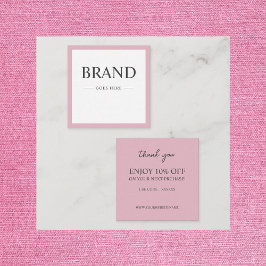 Moderne elegante roze aangepaste Korting Kaart Vierkante Visitekaartje
