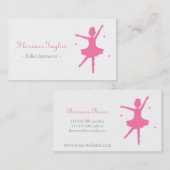 Moderne, elegante, roze balletinstructeur visitekaartje (Voorkant / Achterkant)