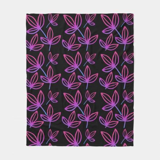 Moderne Elegante Roze Bladeren Fleece Deken (Voorkant)