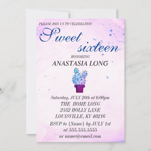 Moderne, elegante roze blauwe actus sparen de datu save the date (Voorkant)