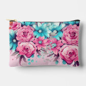 Moderne Elegante Roze & Blauwgroen Bloemen Accesso Etui (Voorkant)