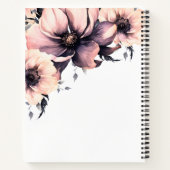 Moderne Elegante Roze Bloem Initialen Monogram Notitieboek (Achterkant)