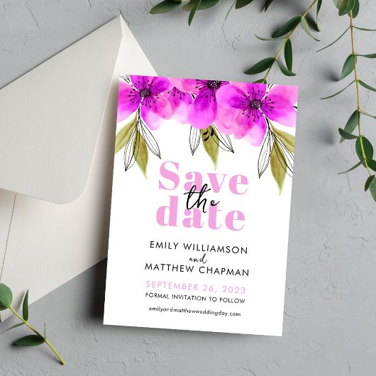 Moderne Elegante Roze Bloem Save The Date