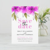 Moderne Elegante Roze Bloem Save The Date (Staand voorkant)