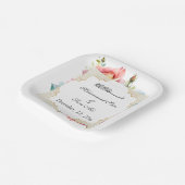 Moderne Elegante Roze Bloemen Nikah Moslim Uitnodi Papieren Bordje (Gebogen)