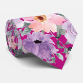 Moderne Elegante Roze Bloemen Waterverf bruiloft Stropdas (Opgerold)