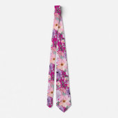 Moderne Elegante Roze Bloemen Waterverf bruiloft Stropdas (Achterkant)