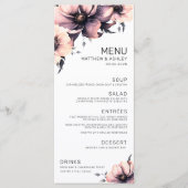 Moderne Elegante Roze Bloemige Bruiloft Menu (Voorkant)