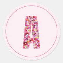 Moderne Elegante Roze Bloemige Monogram Letter A