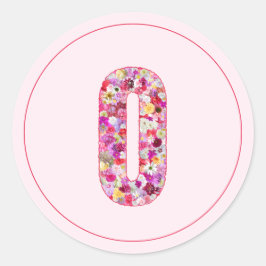 Moderne Elegante Roze Bloemige Monogram Letter O Ronde Sticker