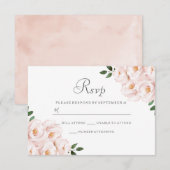 Moderne Elegante Roze Bloemige Trouw-RSVP RSVP Kaartje (Voorkant / Achterkant)