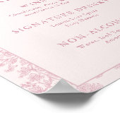 Moderne Elegante Roze Bruiloftsfeest Drankmenu Bor Poster (Hoek)