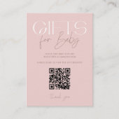 Moderne elegante roze cadeaus Baby shower QR-code Informatiekaartje (Voorkant)