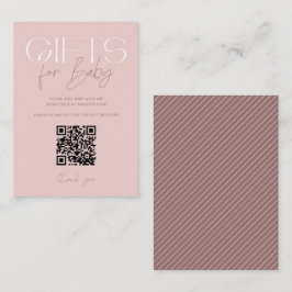 Moderne elegante roze cadeaus Baby shower QR-code Informatiekaartje