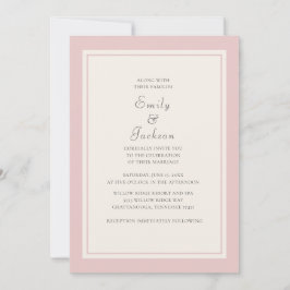 Moderne Elegante Roze Crème Trouw Uitnodiging