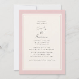 Moderne Elegante Roze Crème Trouw Uitnodiging