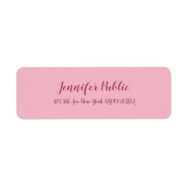 Moderne Elegante Roze Duidelijke Freehand Script T Etiket