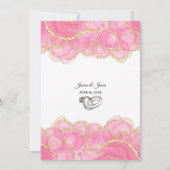 Moderne elegante roze en gouden bruiloft kaart (Achterkant)