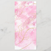 Moderne elegante roze en gouden bruiloft menu (Achterkant)