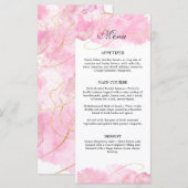 Moderne elegante roze en gouden bruiloft menu (Voorkant / Achterkant)