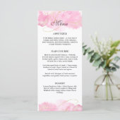 Moderne elegante roze en gouden bruiloft menu (Staand voorkant)
