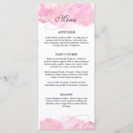 Moderne elegante roze en gouden bruiloft menu