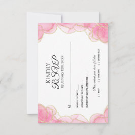 Moderne elegante roze en gouden bruiloft RSVP kaartje
