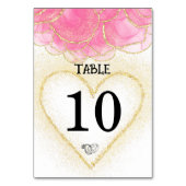 Moderne elegante roze en gouden hart bruiloft kaart (Achterkant)